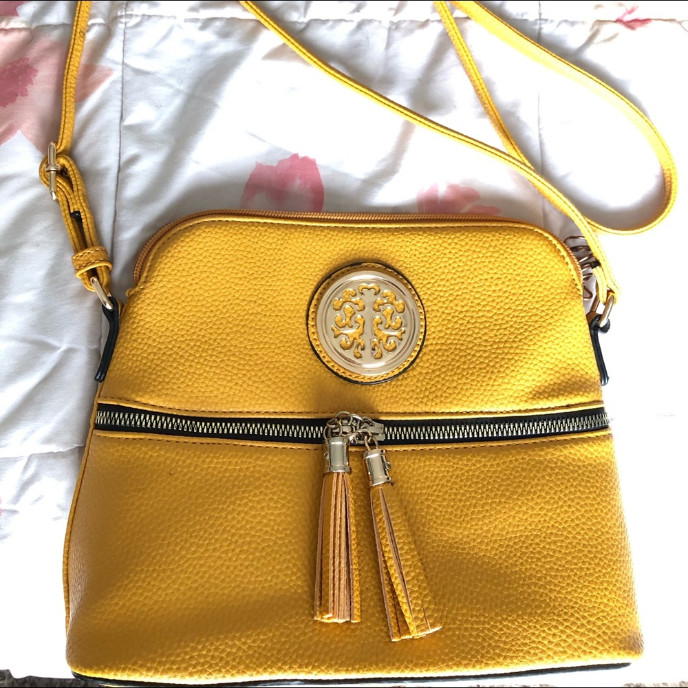 Really cute golden yellow crossbody purse